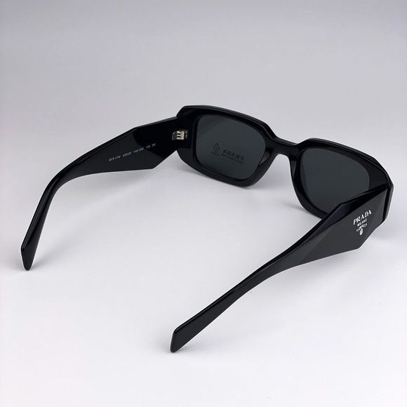 Prada PR17WS 1AB5S0 Sunglasses Black Gray Rectangle Unisex - Picture 12 of 14